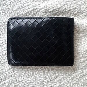 Bottega Veneta Intrecciato Leather‎ Men's Bi Fold Wallet Black Made in Italy